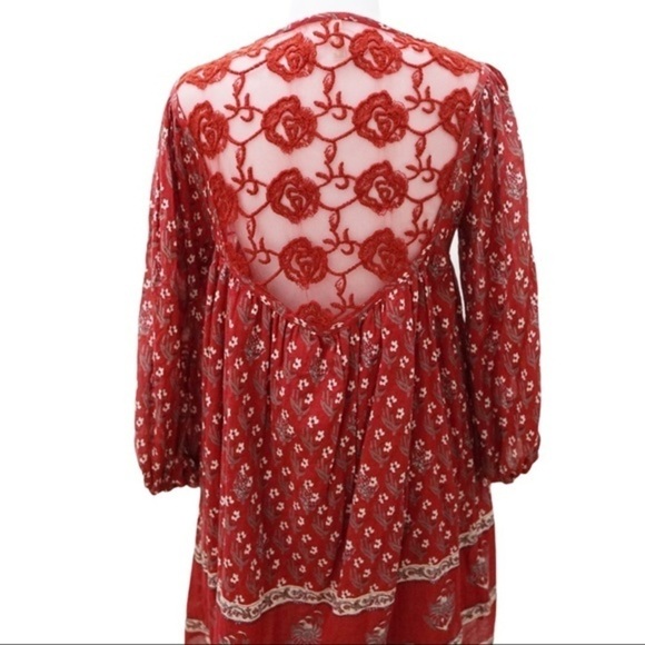 Free people red tunic floral dress size XS - Picture 4 of 7